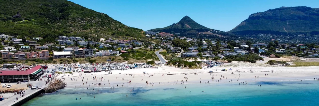 Aerial view of Hout Bay beach and harbour